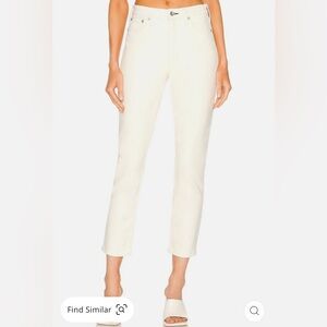 Rag & Bone Cream Nina High Rise Ankle Cigarette Denim Jeans